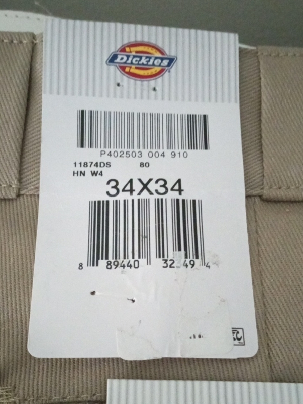 Dickies Khaki 874 Original Fit Work Pants 34X34 NWT - Picture 3 of 12